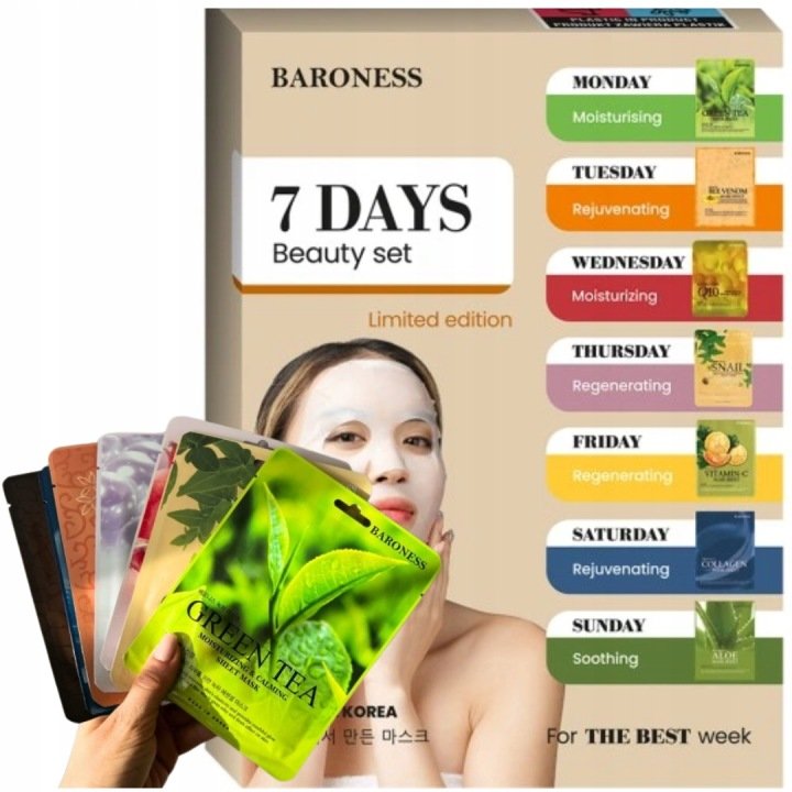 BARONESS Korean Sheet Mask Set Face Masks for 7 Days SEOL