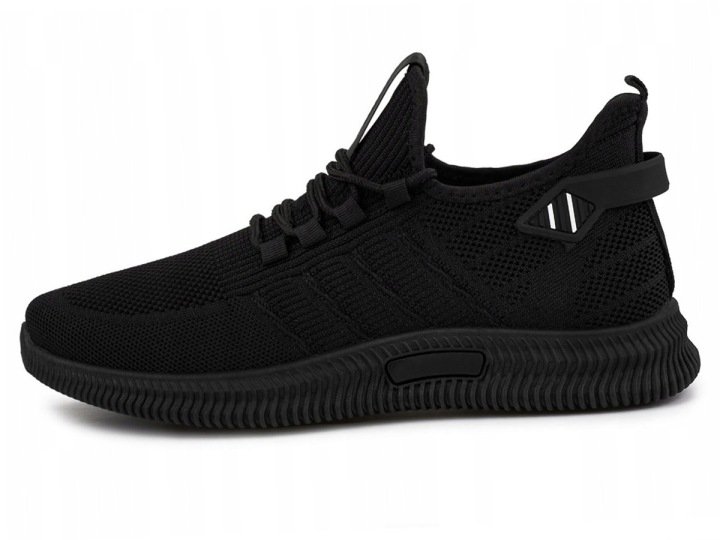 Black Fabric Lace-Up Sports Shoes