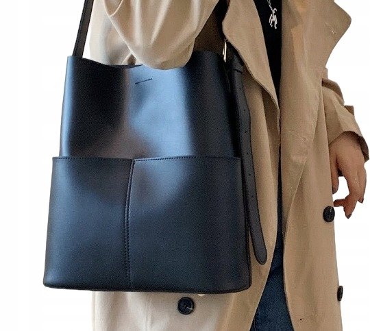 Women’s Black A4 Shopper Shoulder Bag Eco-Leather