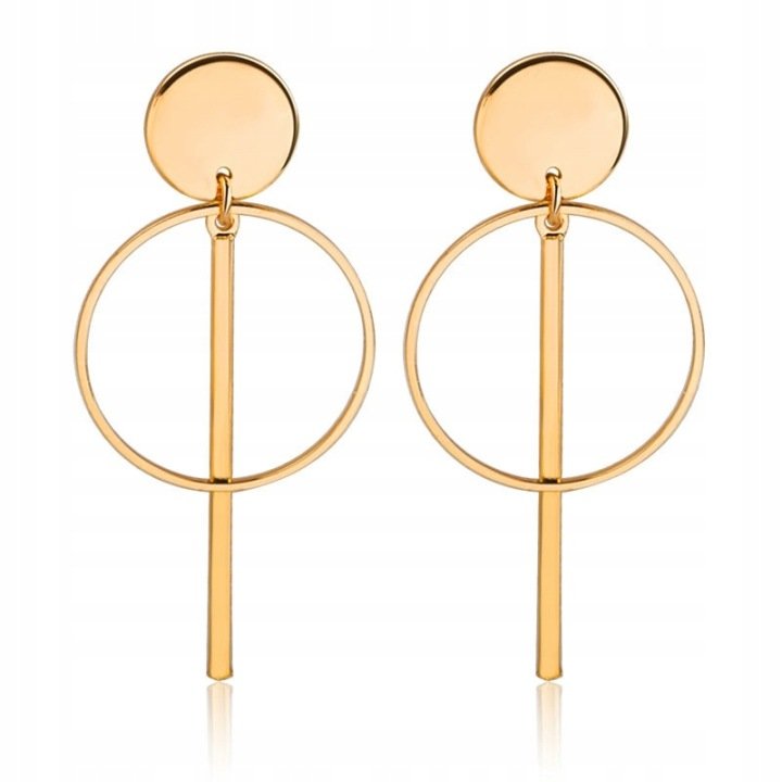 Gold Dangle Earrings Elegant Long Circles Icicles Capsule