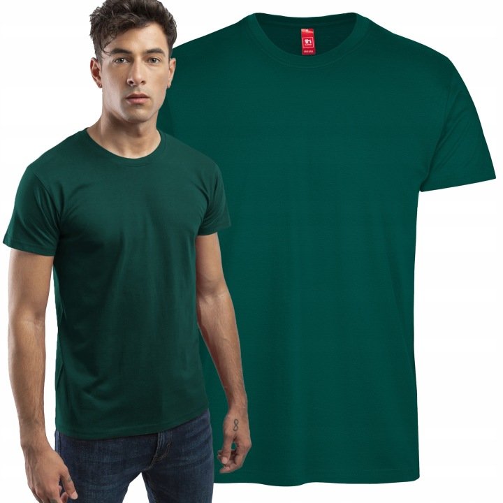 Men’s Thick Cotton T-Shirt Short Sleeve Bottle Green