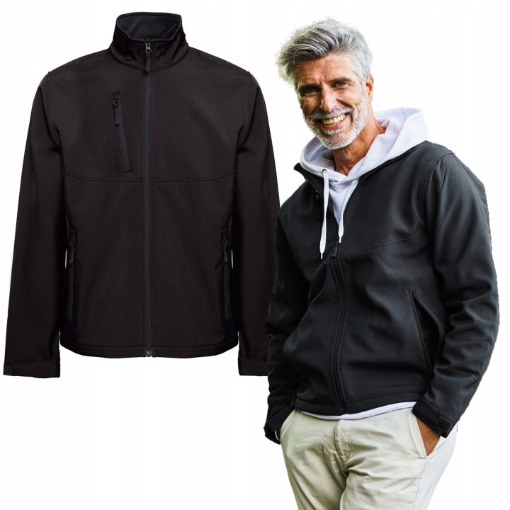 Men’s Waterproof Windproof Softshell Jacket No Hood Black
