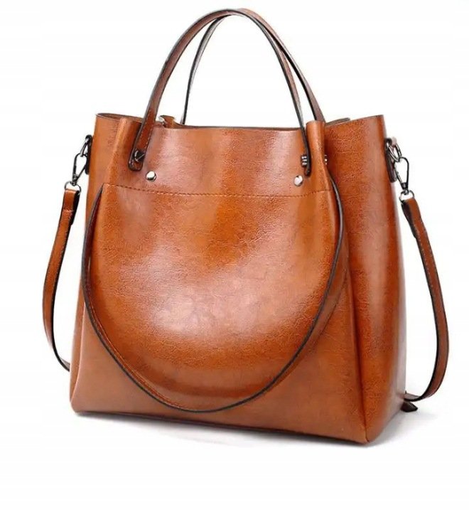 Women’s Black Brown Leather Shoulder Shopper Bag