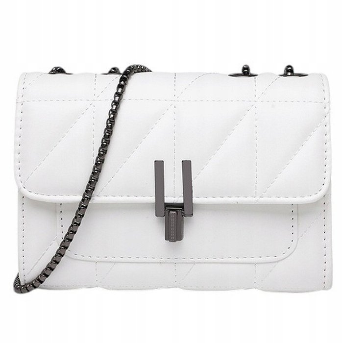Women’s White Quilted Chain Shoulder Bag Eco-Leather