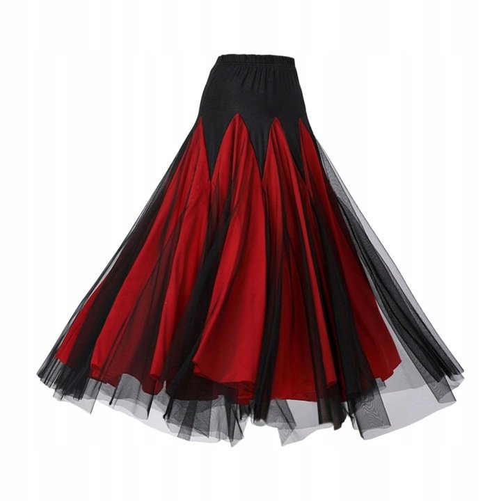 Women’s Latin Ballroom Dance Long Skirt Holiday Red Size L